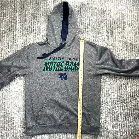 Notre Dame Fighting Irish Hoodie Sweatshirt Mens Medium Grey Drawstring Champion - Picture 5 of 9